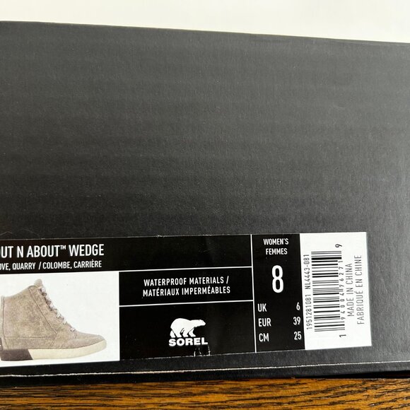 SOREL Out N About Wedge Womens Waterproof Suede Shoes, Gray Size 8 - Picture 5 of 5